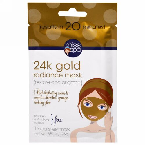 Miss Spa, 24k Gold Facial Sheet Mask, 1 Facial Mask (Discontinued Item)
