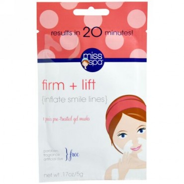Miss Spa, ファーム + リフト、 1ペア プレトリートメント ジェル マスク、 0.17 oz (5 g) (Discontinued Item)