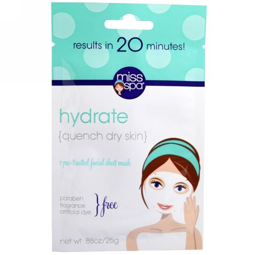 Miss Spa, ハイドレート、 プレトリートメント フェイシャルシートマスク、 1 マスク (Discontinued Item)