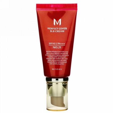 Missha, パーフェクトカバーBBクリーム、SPF42PA+++、No.21ライトベージュ、50ml (Discontinued Item)