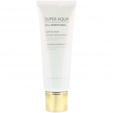 Missha, スーパーアクア、細胞再生カタツムリ、睡眠用マスク、3.7 fl oz (110 ml)