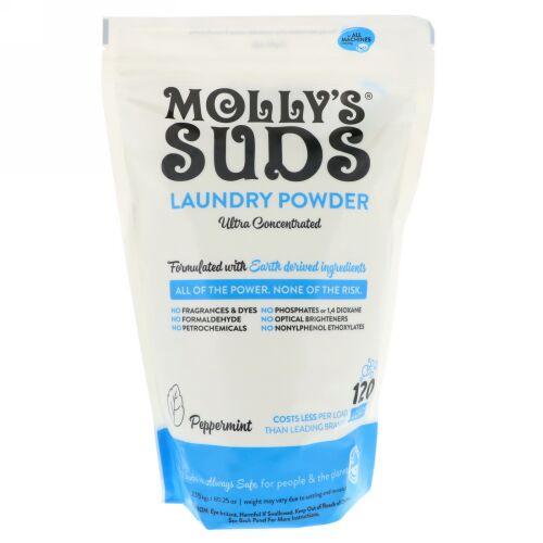 Molly's Suds, ランドリーパウダー、超濃縮、ペパーミント、120回分、80.25オンス (2.275 kg)