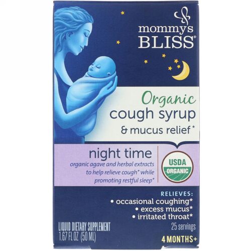 Mommy's Bliss, Organic Cough Syrup & Mucus Relief, Night Time, 4 Months+, 1.67 fl oz (50 ml) (Discontinued Item)