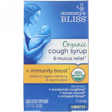 Mommy's Bliss, Organic Cough Syrup & Mucus Relief + Immunity Boost, 4 Months+, 1.67 fl oz (50 ml) (Discontinued Item)