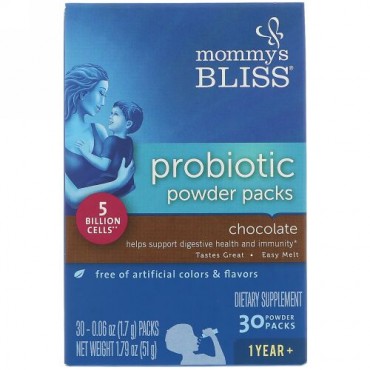 Mommy's Bliss, Probiotic Powder Packs,1 Year +,  Chocolate, 30 Powder Packs, 0.06 oz (1.7 g) Each (Discontinued Item)