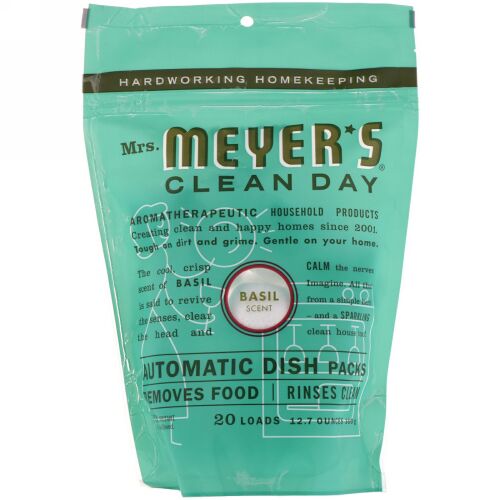 Mrs. Meyers Clean Day, 食洗機用洗剤、バジルの香り、12.7 oz (360 g) (Discontinued Item)