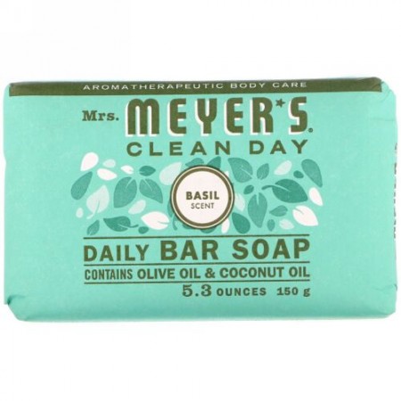 Mrs. Meyers Clean Day, 日用固形石鹸、バジルの香り、5.3オンス（150 g） (Discontinued Item)
