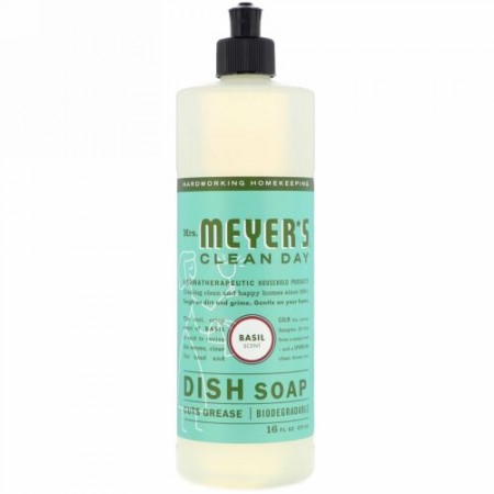 Mrs. Meyers Clean Day, 液体ディッシュソープ、 バジルの香り、 16液量オンス (473 ml)