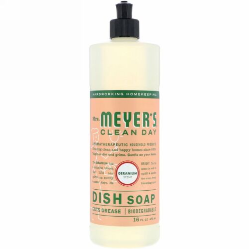 Mrs. Meyers Clean Day, 食器用洗剤、ゼラニウムの香り、16fl oz（473ml）