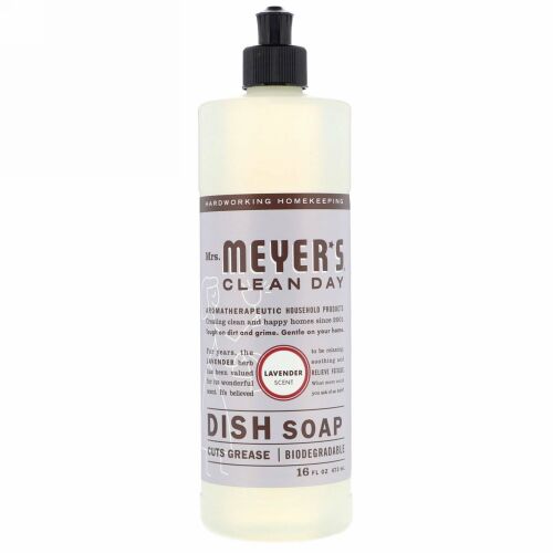 Mrs. Meyers Clean Day, 食器用洗剤、ラベンダーの香り、473ml（16液量オンス）