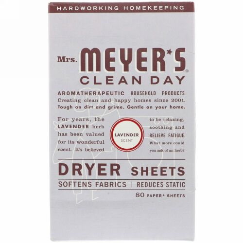 Mrs. Meyers Clean Day, ドライヤー・シート、ラベンダーの香り、 80 枚