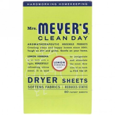Mrs. Meyers Clean Day, ドライヤー・シート、レモン・バーベナの香り、 80 枚 (Discontinued Item)