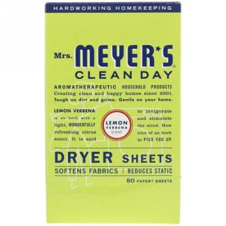 Mrs. Meyers Clean Day, ドライヤー・シート、レモン・バーベナの香り、 80 枚 (Discontinued Item)