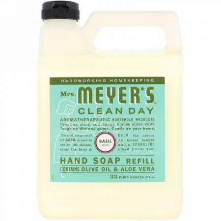 Mrs. Meyers Clean Day, 液体ハンドソープ レフィル、 バジルの香り、 33液量オンス (975 ml)