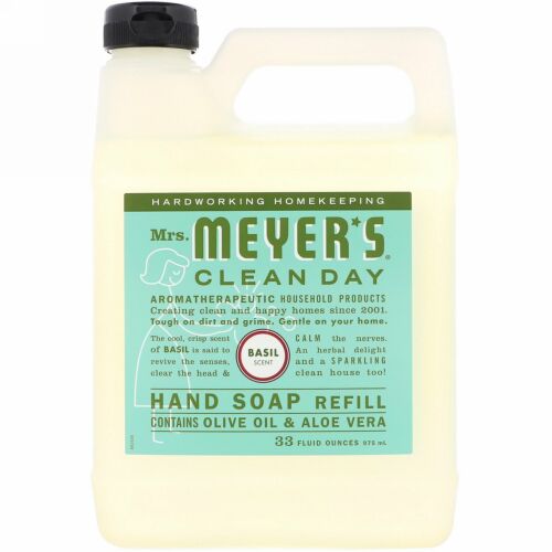 Mrs. Meyers Clean Day, 液体ハンドソープ レフィル、 バジルの香り、 33液量オンス (975 ml)