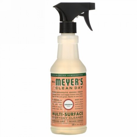Mrs. Meyers Clean Day, マルチ・サーフェス エブリデークリーナー, ゼラニウムの香り, 16 fl oz (473 ml)