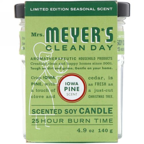Mrs. Meyers Clean Day, 香り大豆ろうそく、アイオワ州パインの香り、4.9 oz (140 g) (Discontinued Item)