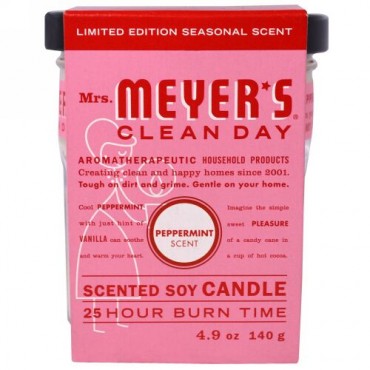 Mrs. Meyers Clean Day, Scented Soy Candle, Peppermint, 4.9 oz (140 g) (Discontinued Item)