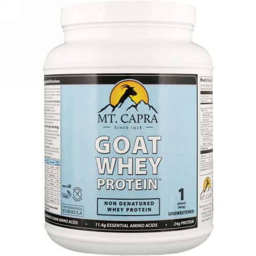 Mt. Capra, ゴートホエイタンパク質、甘味料不使用、453g（1パウンド）