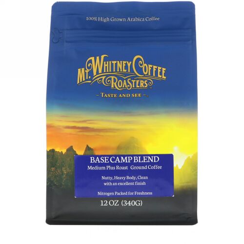 Mt. Whitney Coffee Roasters, ベースキャンプブレンド、ミディアムプラスロースト、粉末コーヒー、12 oz (340 g) (Discontinued Item)