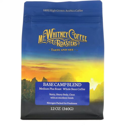Mt. Whitney Coffee Roasters, ベースキャンプブレンド、ミディアムプラスロースト、コーヒー豆、12 oz (340 g) (Discontinued Item)