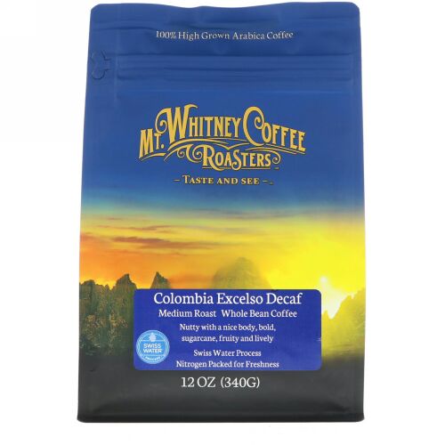 Mt. Whitney Coffee Roasters, コロンビア・エクセルソ デカフェ, ホールビーン, 12 オンス(340 g) (Discontinued Item)