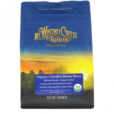Mt. Whitney Coffee Roasters, オーガニック コロンビア モンテ シエラ、ミディアムロースト コーヒー粉、12 oz (340 g) (Discontinued Item)