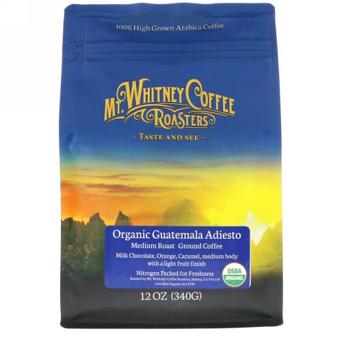 Mt. Whitney Coffee Roasters, Organic Guatemala Adiesto, Medium Roast Ground Coffee, 12 oz (340 g) (Discontinued Item)