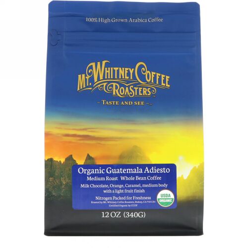 Mt. Whitney Coffee Roasters, オーガニックグアテマラアディエスト、ミディアムローストホールビーンコーヒー、12オンス (340 g)