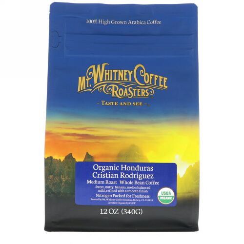 Mt. Whitney Coffee Roasters, ホンジュラス産オーガニック・クリスチャンロドリゲス、ホールビーンコーヒー、12 oz (340 g)