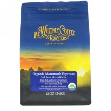 Mt. Whitney Coffee Roasters, オーガニック・マンモス・エスプレッソ、ダーク・ローストコーヒー粉末、12オンス（340 g） (Discontinued Item)