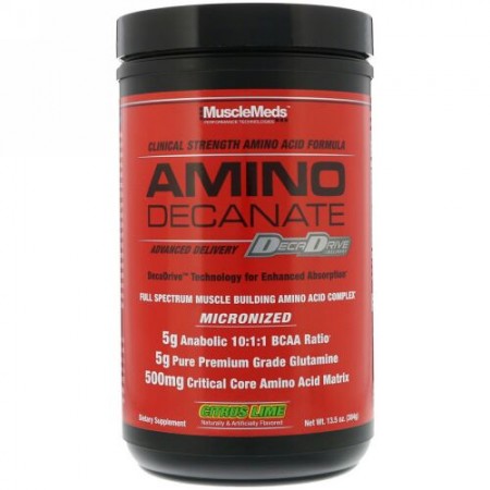 MuscleMeds, Amino Decanate, Citrus Lime, 13.5 oz (384 g) (Discontinued Item)