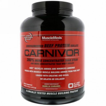 MuscleMeds, Carnivor®（カーニヴォ―ル）、生体工学 ビーフ プロテイン アイソレート、バニラキャラメル、4.2 ポンド (1915.2 g) (Discontinued Item)