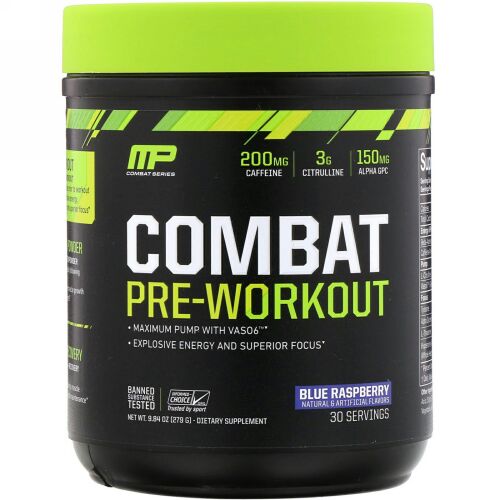 MusclePharm, コンバット、ワークアウト前、ブルーラズベリー、279g（9.84オンス） (Discontinued Item)