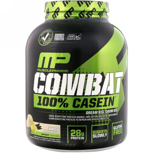 MusclePharm, コンバット 100% カゼイン、バニラ味、64オンス(1814 g) (Discontinued Item)