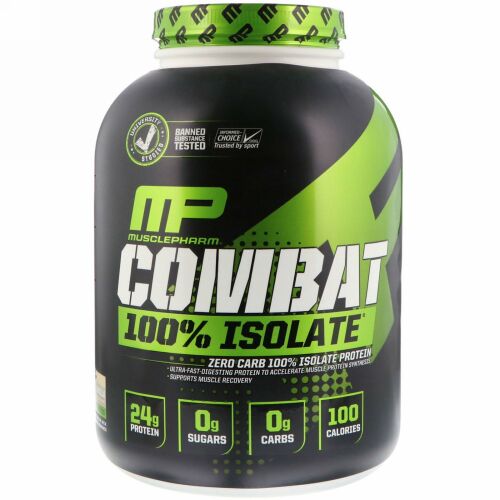 MusclePharm, コンバット100％アイソレートプロテイン、バニラ、2,268g（5ポンド）