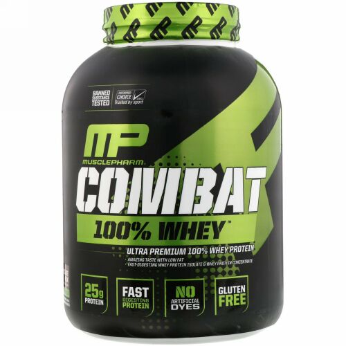 MusclePharm, コンバット、100％ホエイタンパク質、チョコレートミルク、2,269 g（5 lbs）
