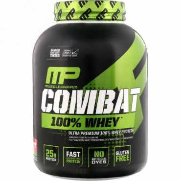 MusclePharm, 100％コンバットホエイ・プロテイン、イチゴ、80オンス（2269g）