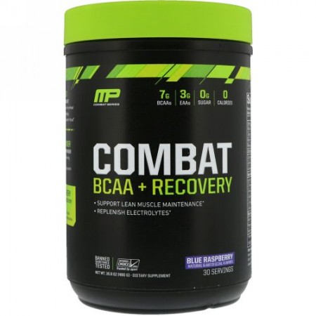 MusclePharm, コンバットBCAA + リカバリー、ブルーラズベリー、16.9 oz (480 g) (Discontinued Item)