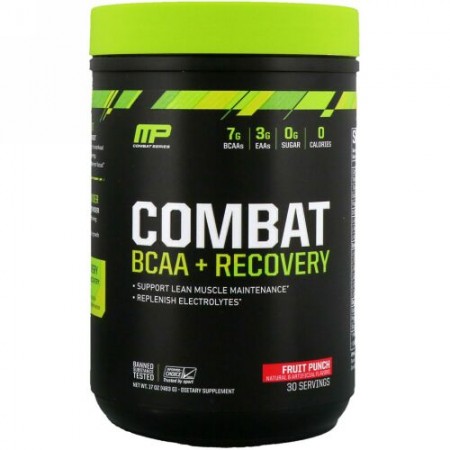 MusclePharm, コンバットBCAA + リカバリー、フルーツパンチ、17オンス (483g) (Discontinued Item)