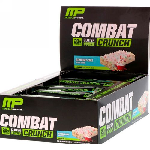 MusclePharm, コンバットクランチ, バースデーケーキ, 12本, 各2.22オンス (63 g) (Discontinued Item)