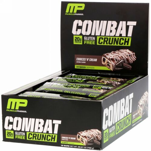MusclePharm, コンバットクランチ、クッキー＆クリーム、12本、各 2.22 オンス (63 g)