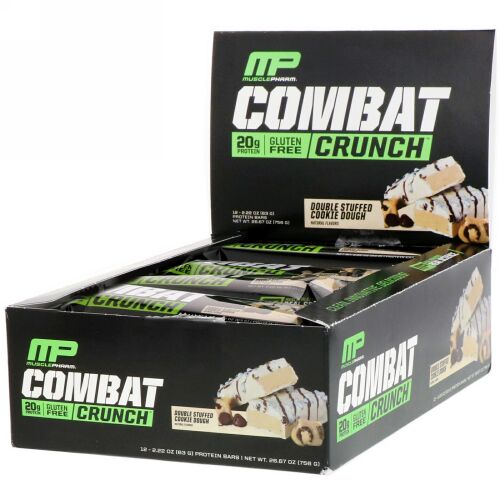 MusclePharm, コンバットクランチ、ダブルスタッフドクッキードゥ、12本、各2.22オンス (63 g)