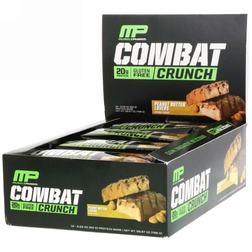 MusclePharm, コンバットクランチ、ピーナッツバターラバーズ、12本、各2.22オンス (63 g)