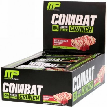 MusclePharm, コンバットクランチ、ホワイトチョコレートラズベリー、12本、1本あたり2.22 oz (63 g)