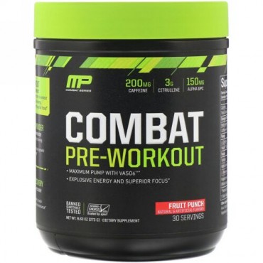 MusclePharm, Combat Pre-Workout、フルーツポンチ、9.63 オンス（273 g） (Discontinued Item)