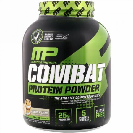 MusclePharm, コンバットプロテインパウダー クッキーアンドクリーム 64オンス (1814 g)