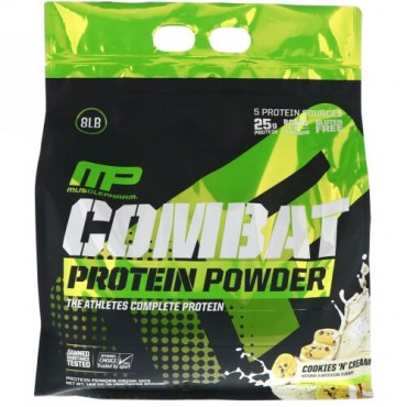 MusclePharm, コンバット・プロテインパウダー、クッキー＆クリーム、8ポンド (3629g) (Discontinued Item)