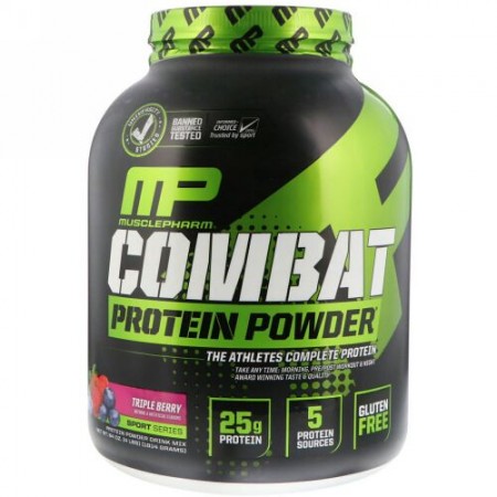 MusclePharm, コンバットプロテインパウダー、トリプルベリー、4 lbs (1814 g)