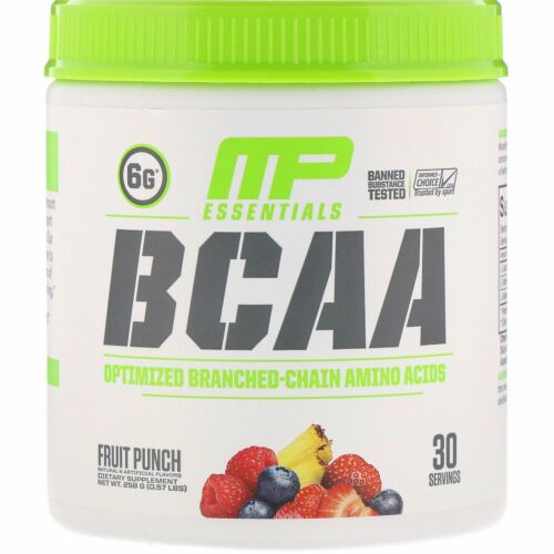 MusclePharm, Essentials（エッセンシャルズ）、BCAA、フルーツポンチ、258g（0.57ポンド）
